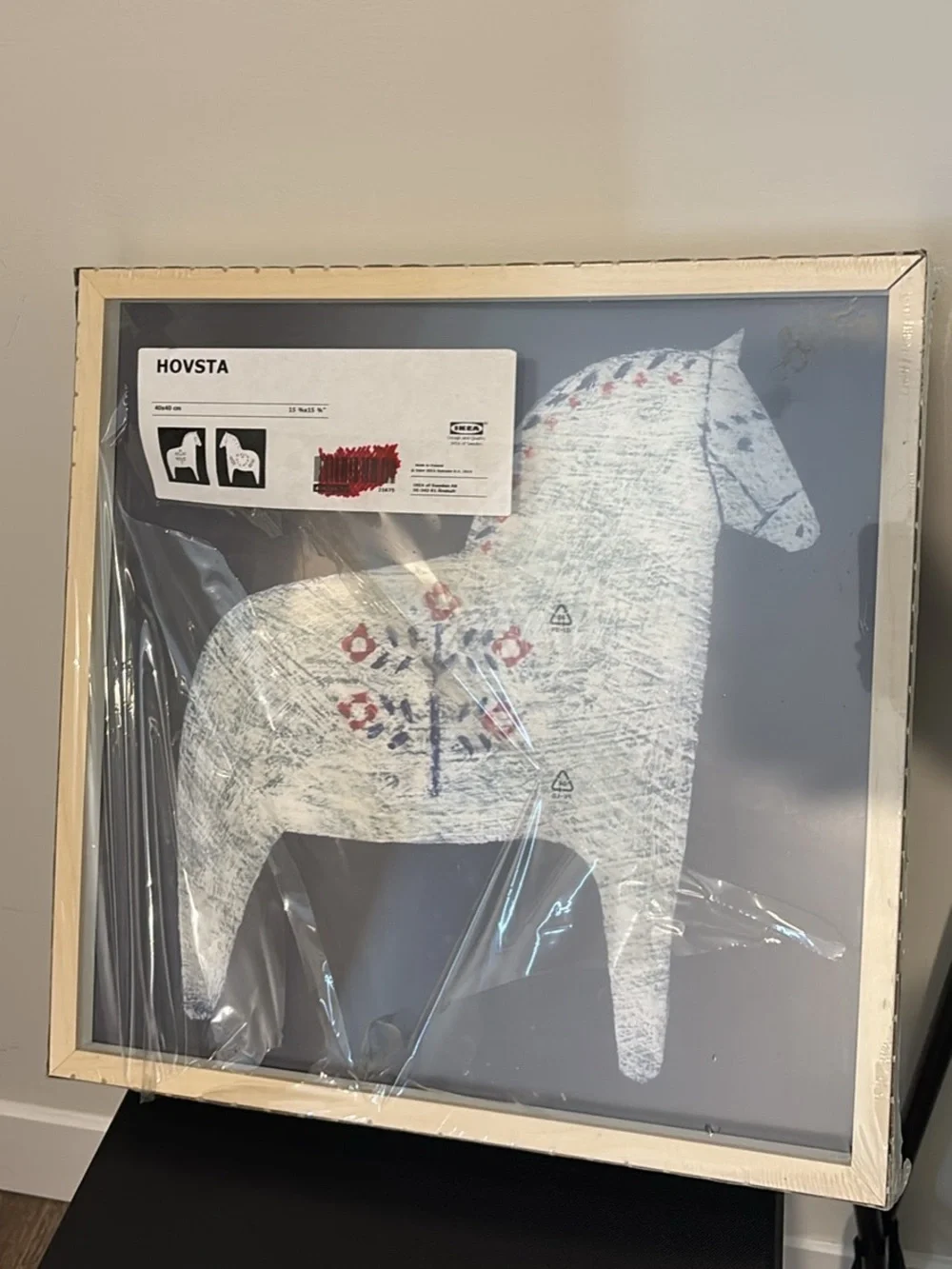 Ikea HOVSTA Picture Frame w/Poster, Painted Dala Horses 15 ¾ x15 ¾